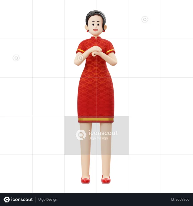 Woman Greeting  3D Illustration