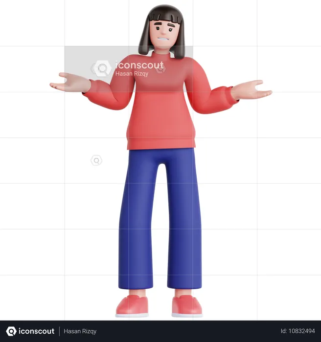 Woman Have No Idea  3D Illustration