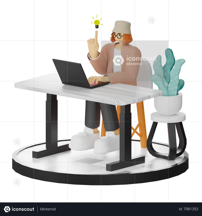 Woman Having Idea  3D Illustration