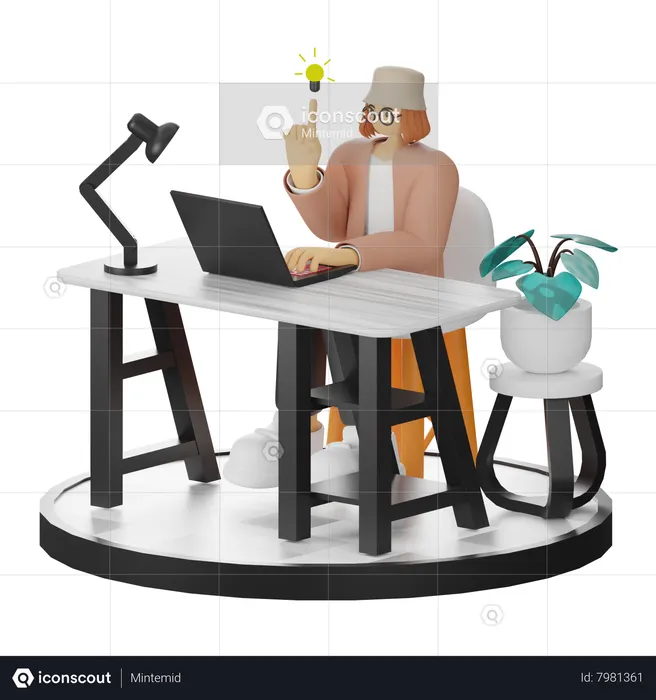 Woman Having Idea  3D Illustration