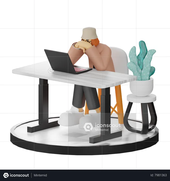 Woman Having Work Stress  3D Illustration