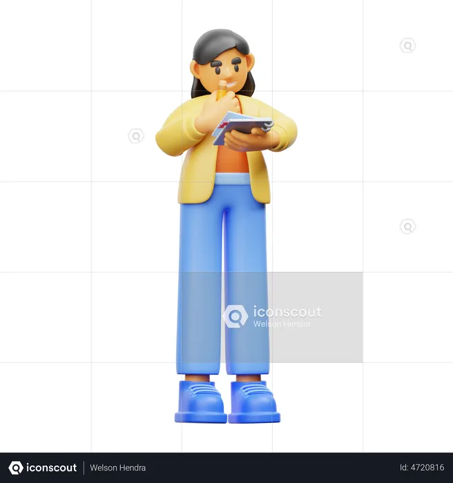 Woman holding a notepad  3D Illustration