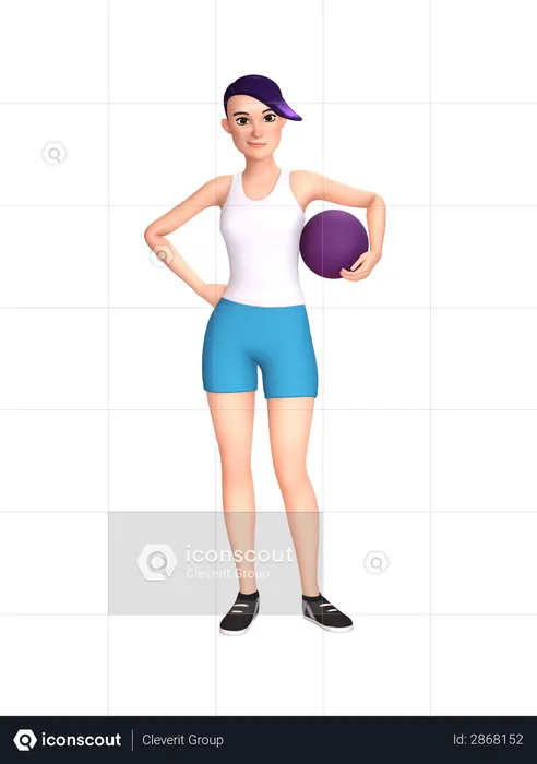 Woman holding ball in hand  3D Illustration