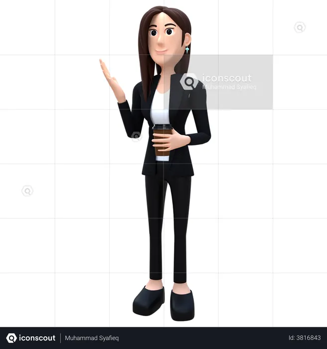 Woman Holding Coffee Cup  3D Illustration