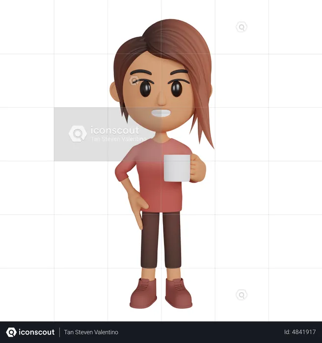 Woman Holding Coffee Cup  3D Illustration