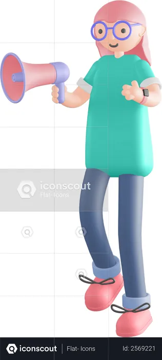 Woman holding megaphone  3D Illustration