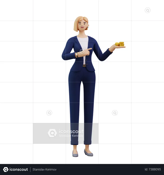 Woman holding money  3D Illustration