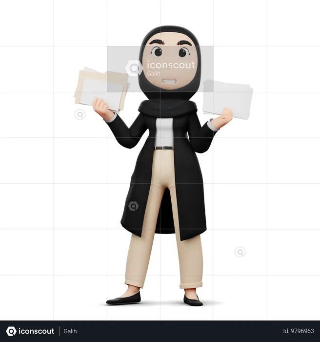 Woman Holding Office Documents  3D Illustration