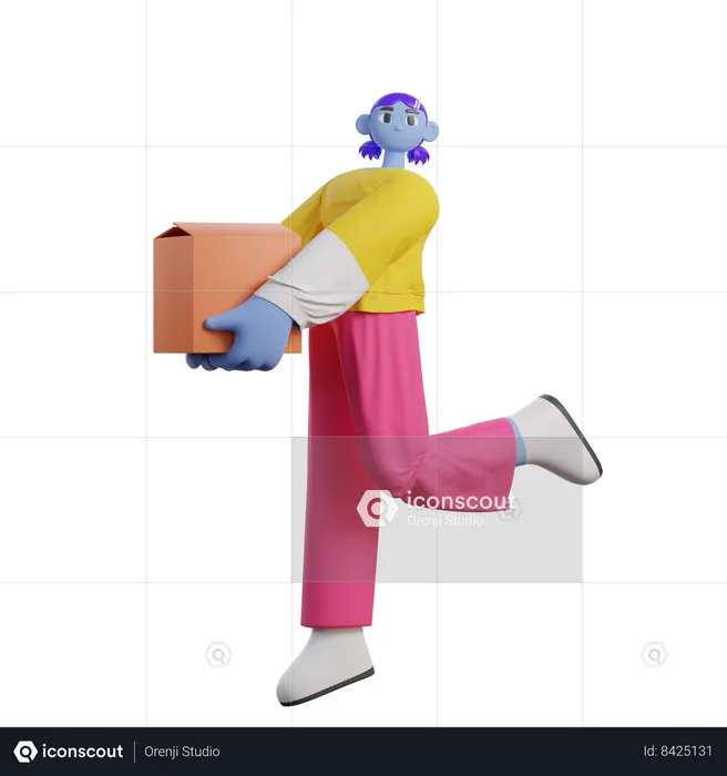 Woman Holding Package  3D Illustration