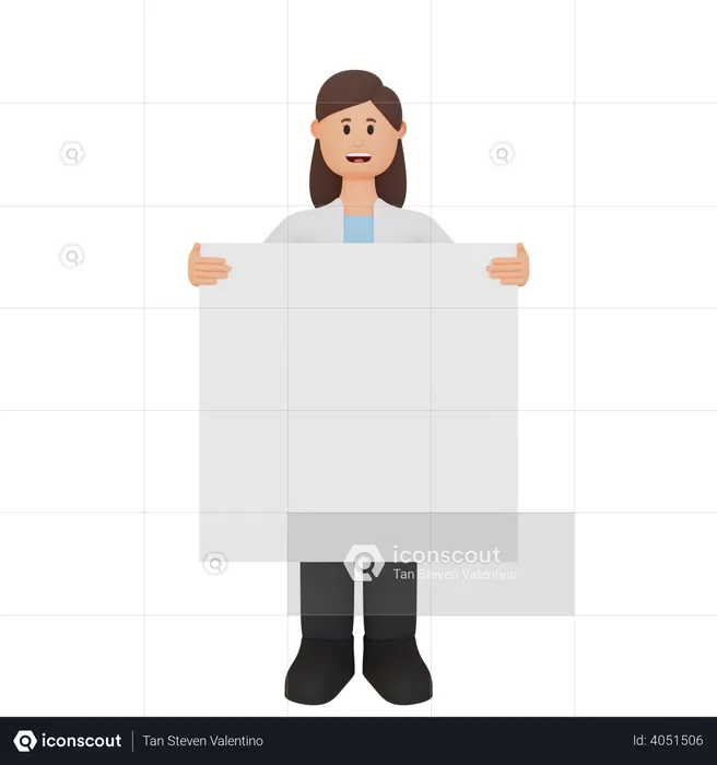 Woman holding placard  3D Illustration