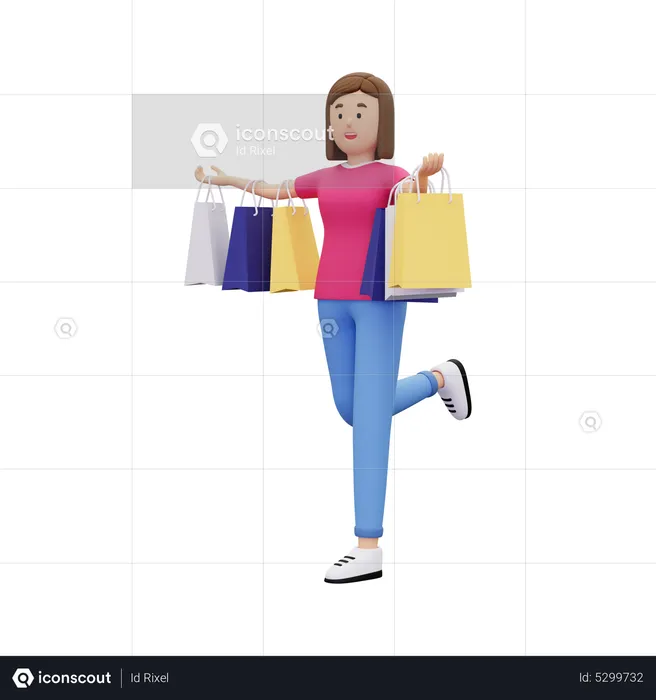 Woman holding shopping bags  3D Illustration