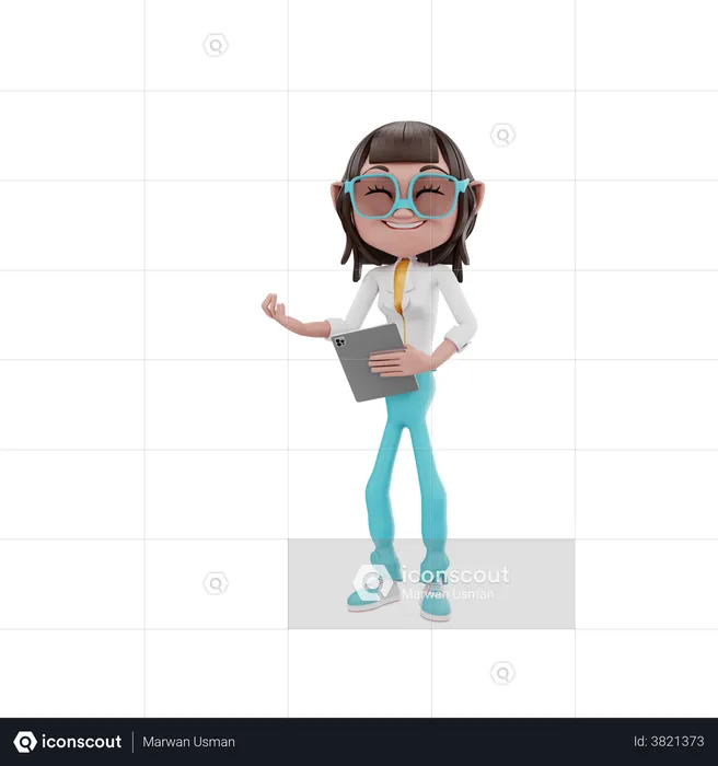 Woman holding tablet  3D Illustration