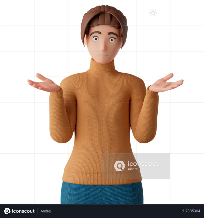 Woman In A Confused Pose  3D Illustration