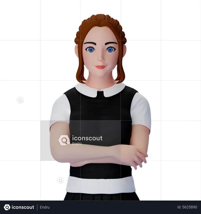 Woman In Serious Pose  3D Illustration