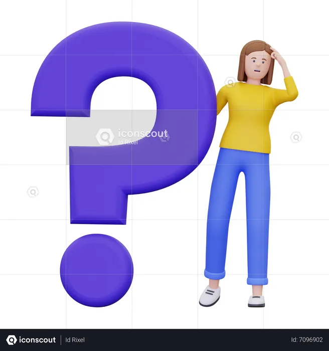 Woman Is Confused  3D Illustration