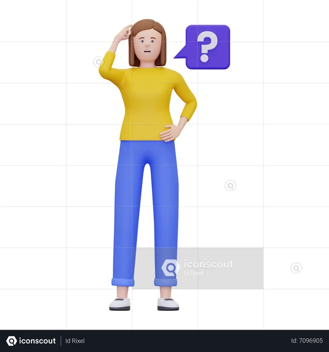 Woman Is Thinking About Something  3D Illustration