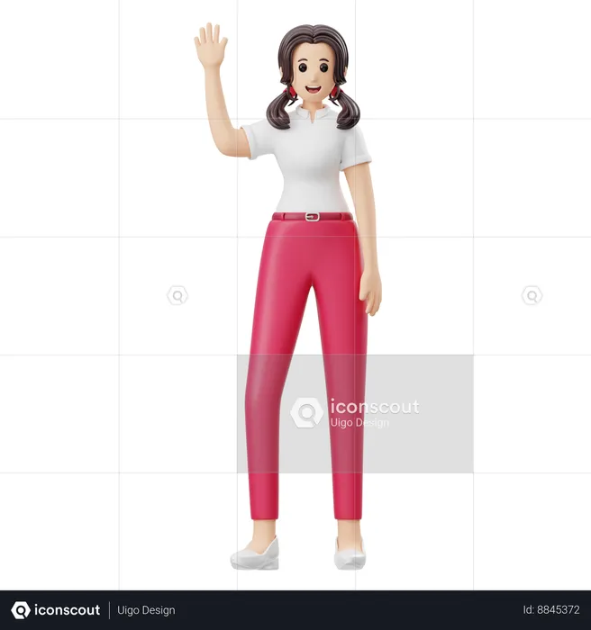 Woman Is Waving Hand  3D Illustration