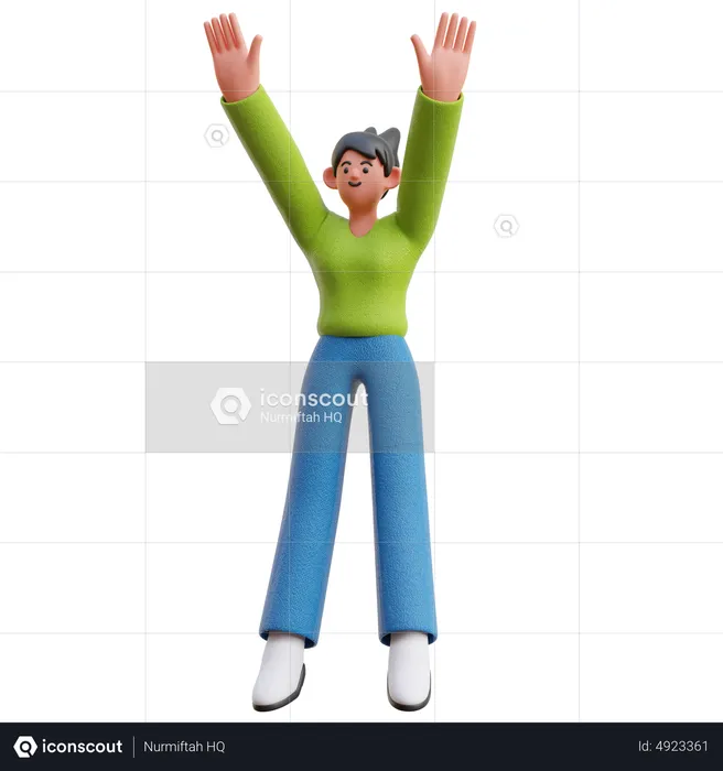 Woman Jumping Happy  3D Illustration