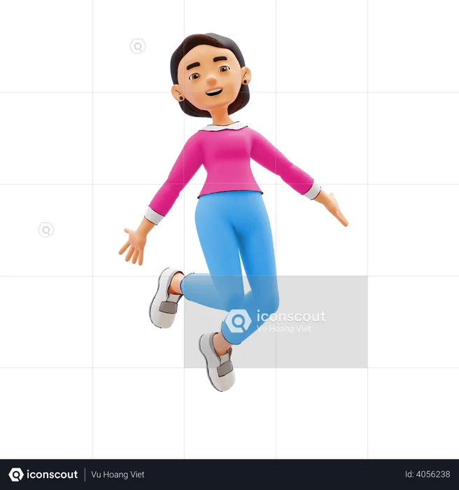 Woman jumping out of joy  3D Illustration