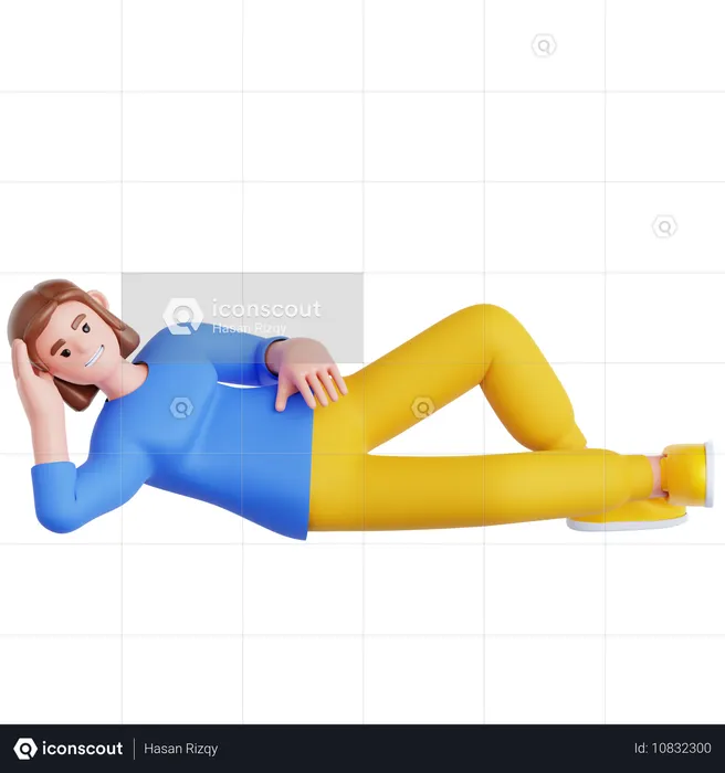 Woman Laying on The Floor  3D Illustration