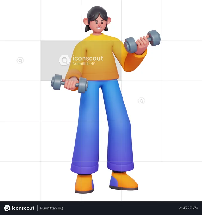 Woman Lifting Dumbbells  3D Illustration