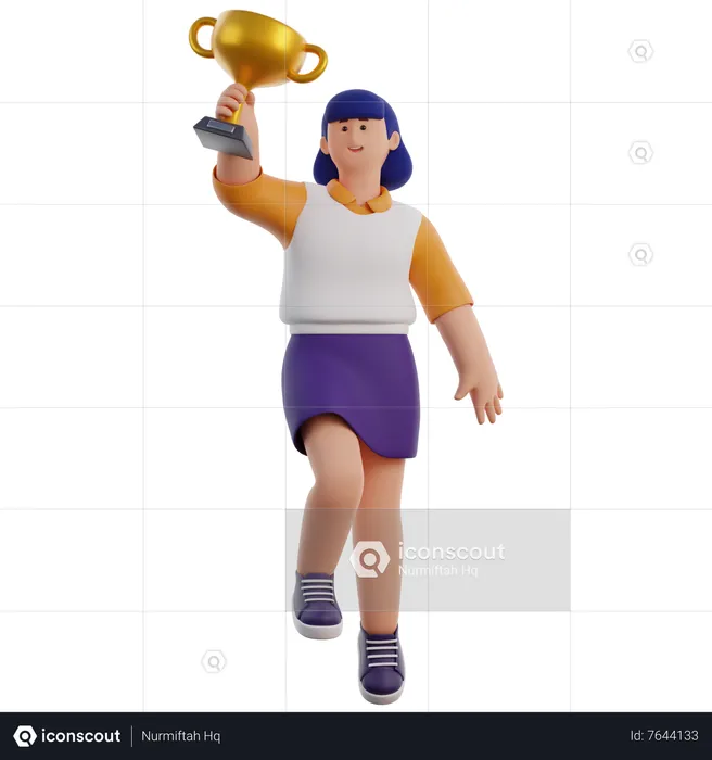 Woman Lifting Trophy  3D Icon