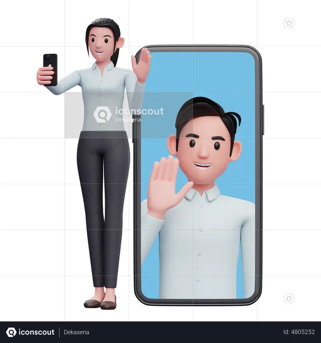 Woman making a video call with colleagues  3D Illustration