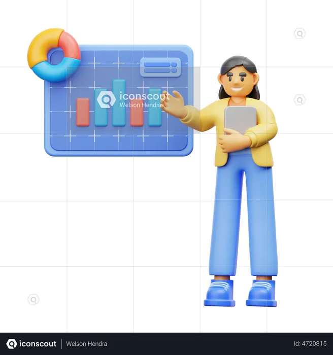 Woman making presentation  3D Illustration