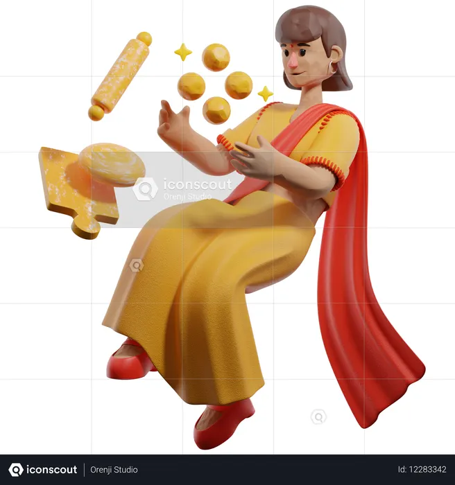 Woman Making Sweets And Snack  3D Icon