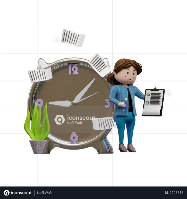 Woman Making Task Deadline  3D Illustration