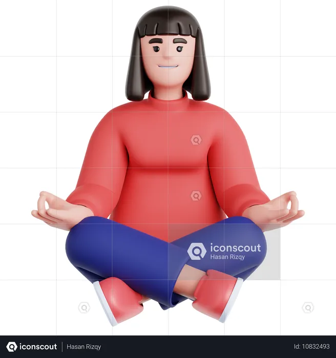 Woman Meditation  3D Illustration