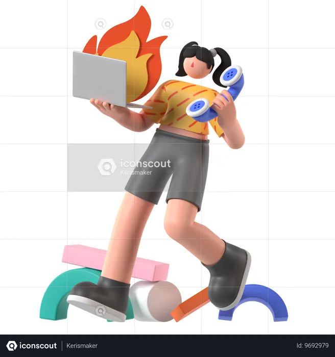 Woman On Hotline  3D Illustration