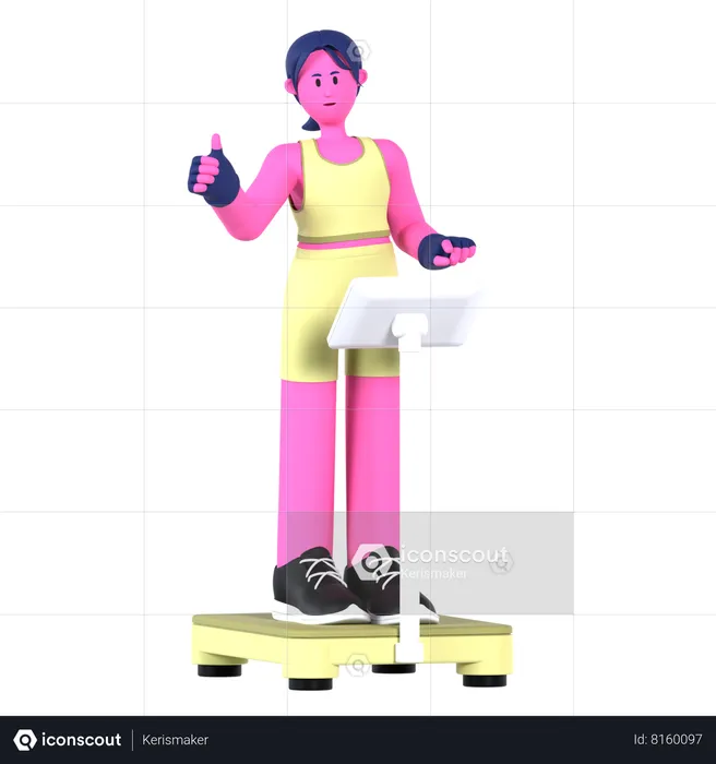 Woman on Weight Scale  3D Illustration