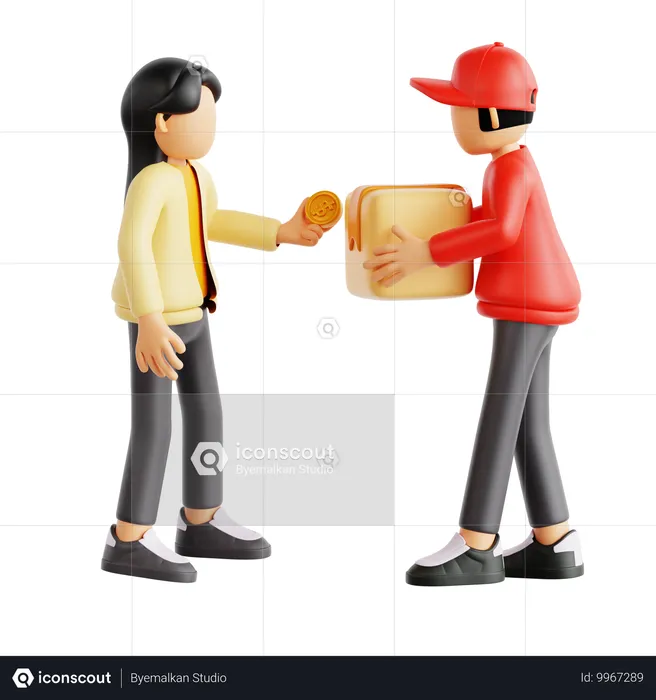 Woman Paying Cash On Delivery  3D Illustration