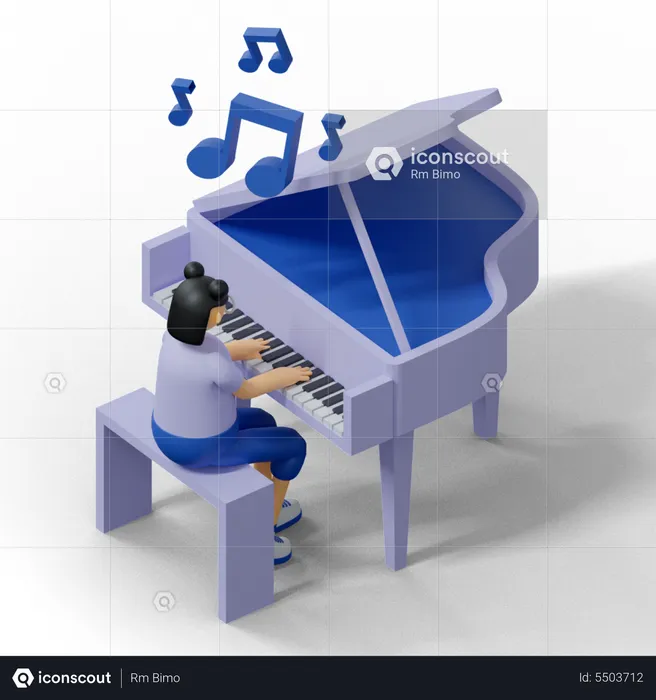 Woman playing piano  3D Illustration
