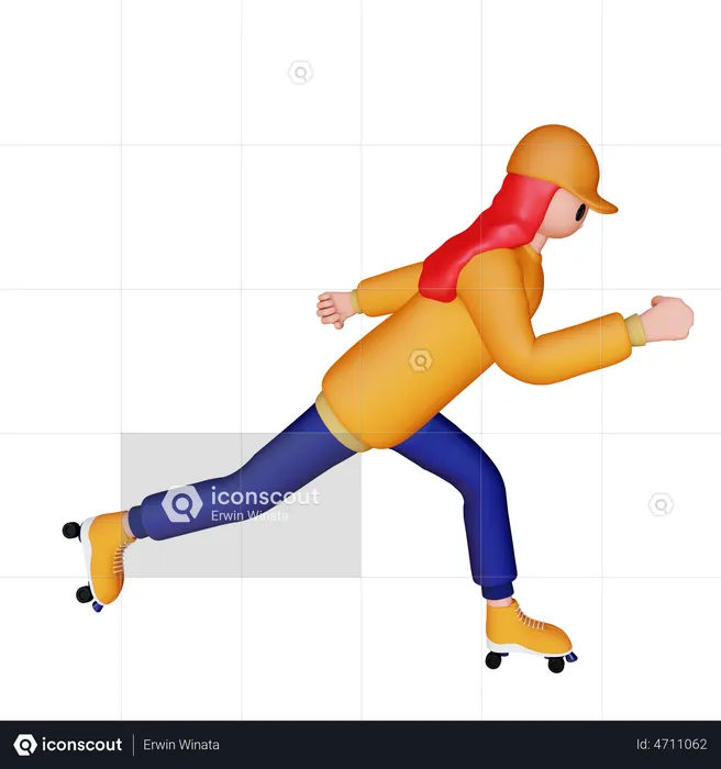 Woman Playing Roller Skates  3D Illustration