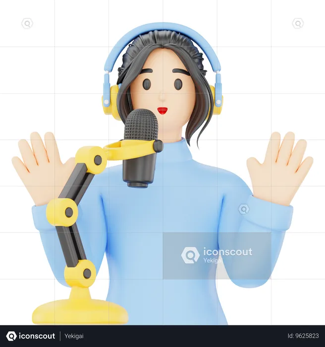 Woman Podcaster  3D Icon