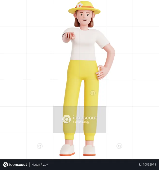 Woman Pointing at you  3D Illustration