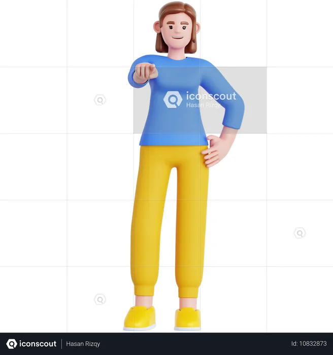 Woman Pointing at you  3D Illustration