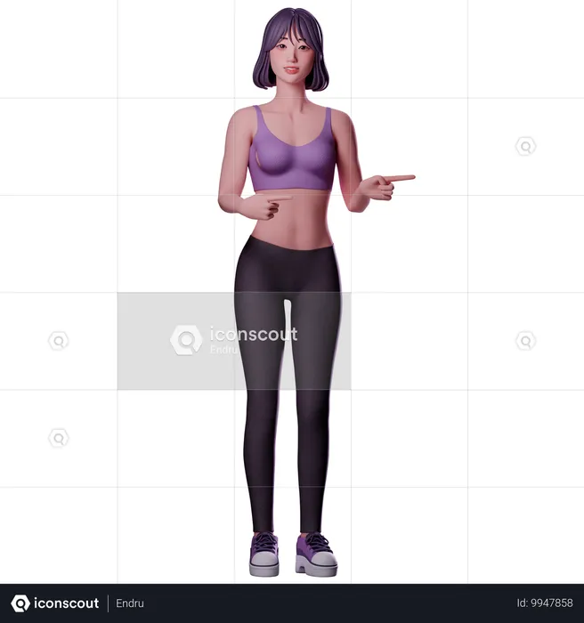 Woman Pointing Direction  3D Illustration