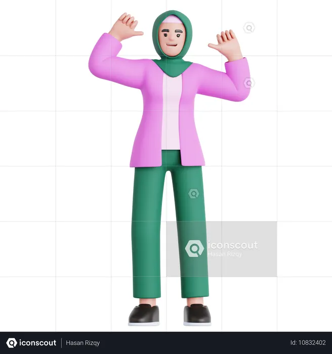 Woman Pointing Himself  3D Illustration