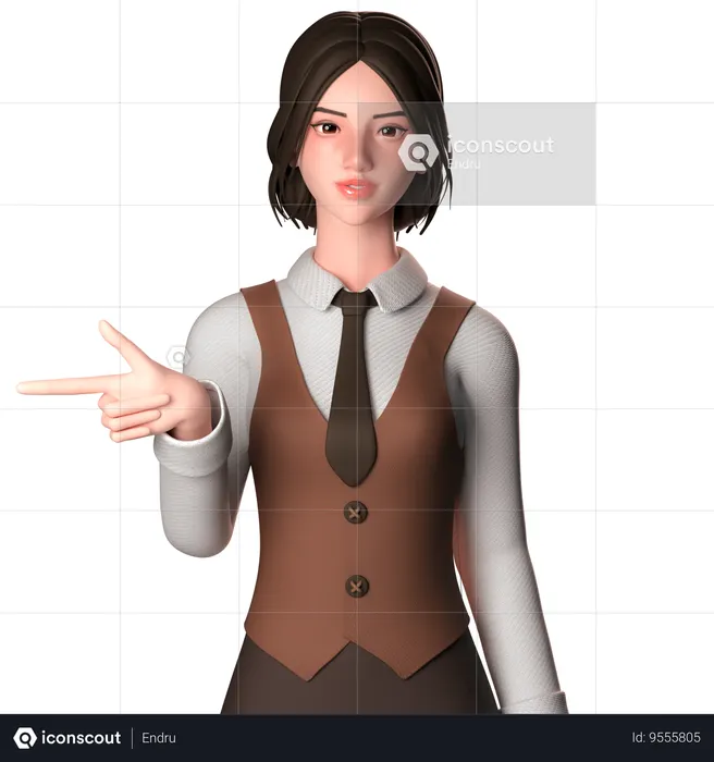Woman Pointing Left Side  3D Icon