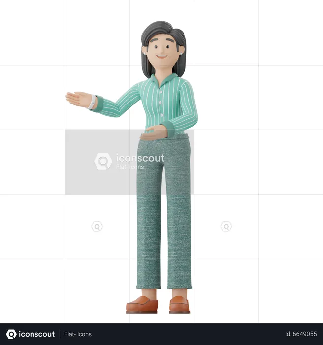 Woman Pointing Left Side  3D Illustration