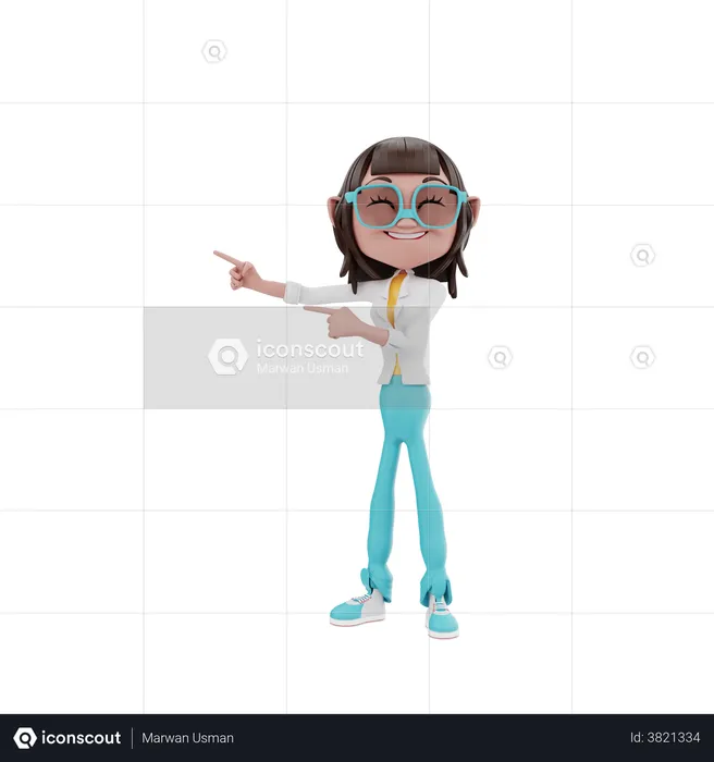 Woman pointing something  3D Illustration