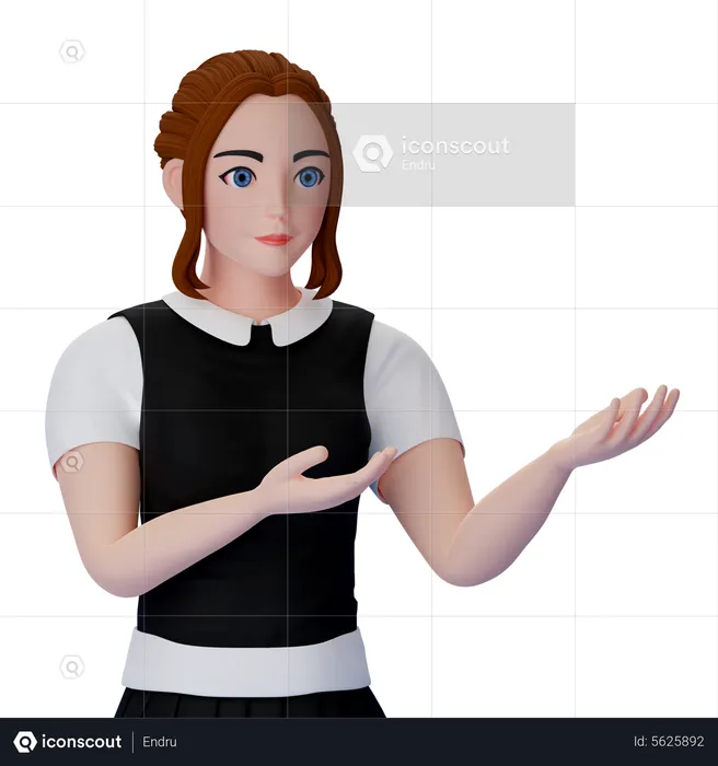 Woman Pointing Something  3D Illustration