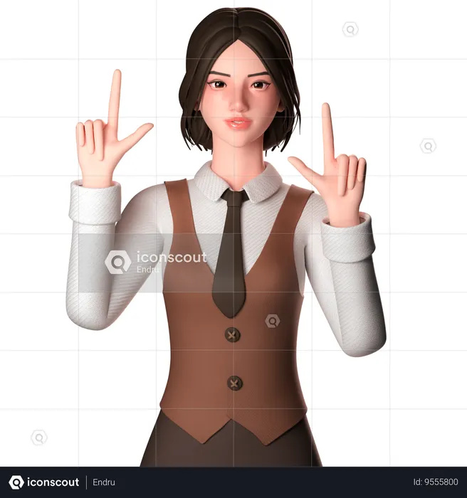 Woman Pointing Upwards  3D Illustration