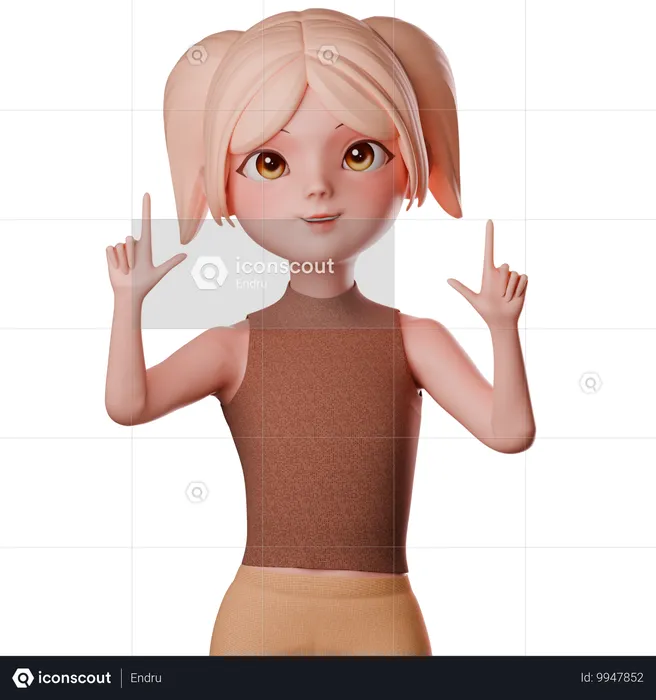 Woman Pointing Upwards  3D Illustration