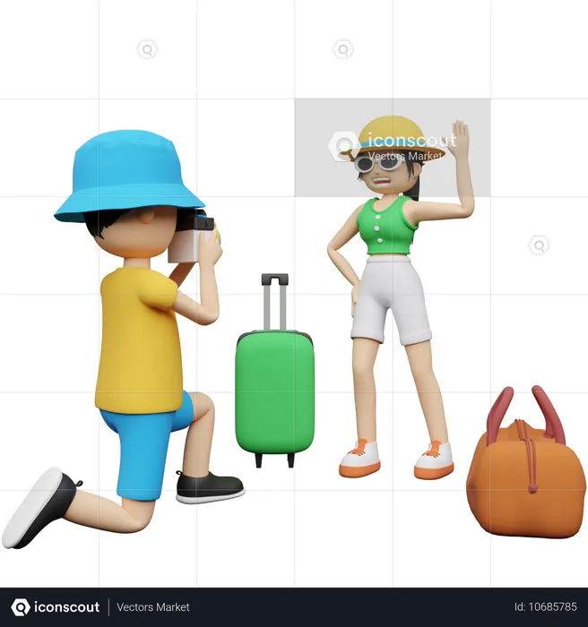 Woman posing for Travel Photography  3D Illustration