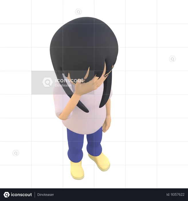 Woman Posing Patting Her Forehead As If She Was In Trouble  3D Illustration