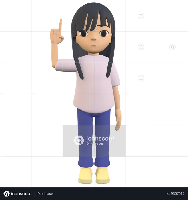 Woman Posing Raising Index Finger  3D Illustration